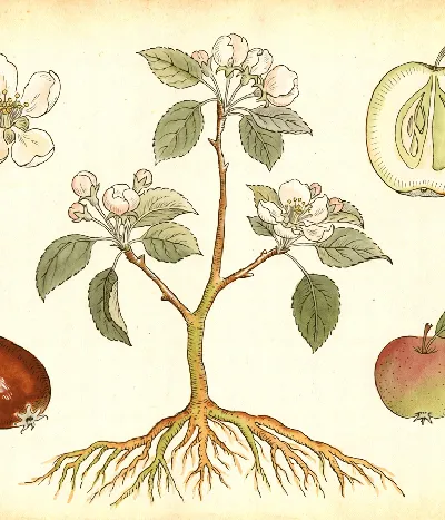Kulturapfel – botanische Illustration