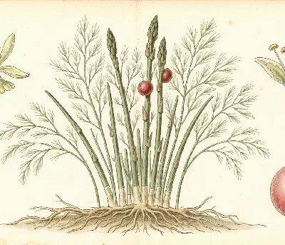 Spargel – botanische Illustration