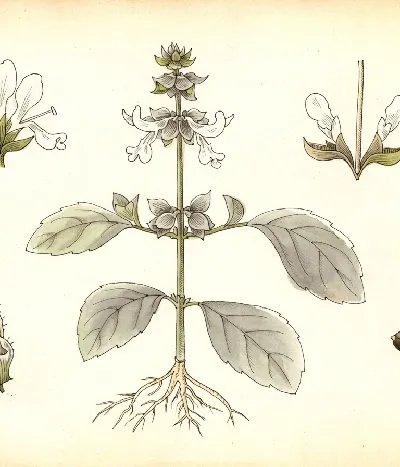 Basilikum – botanische Illustration