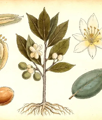 Lorbeer – botanische Illustration