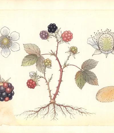 Brombeere – botanische Illustration