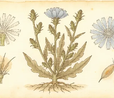 Chicorée – botanische Illustration