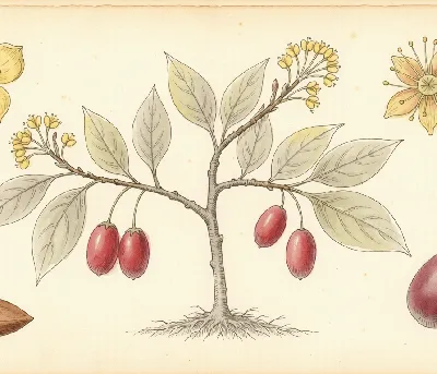 Kornelkirsche – botanische Illustration