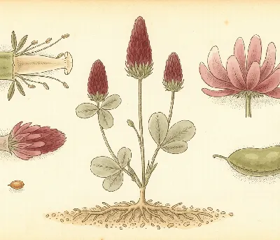 Inkarnatklee – botanische Illustration