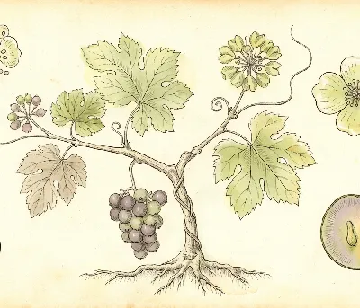 Weinrebe – botanische Illustration