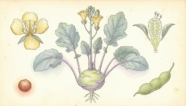 Grüner und violetter Kohlrabi mit oberirdischen Knollen