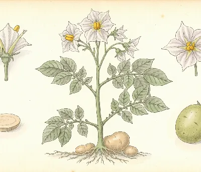 Kartoffel – botanische Illustration