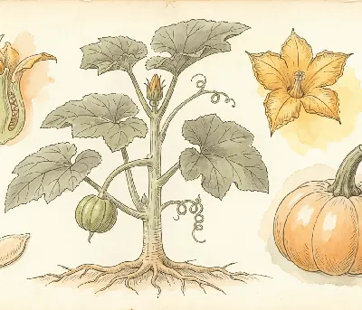 Kürbis – botanische Illustration