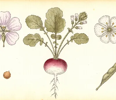 Radieschen – botanische Illustration