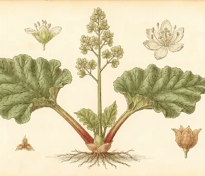 Rhabarber – botanische Illustration