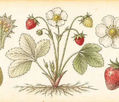 Erdbeeren – botanische Illustration