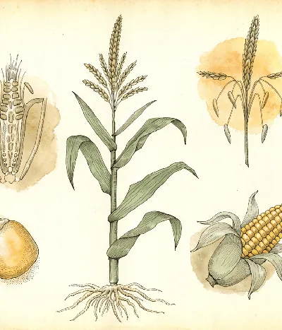 Zuckermais – botanische Illustration