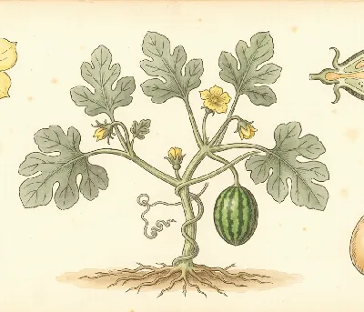 Wassermelone – botanische Illustration