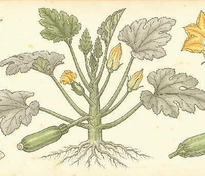Zucchini – botanische Illustration
