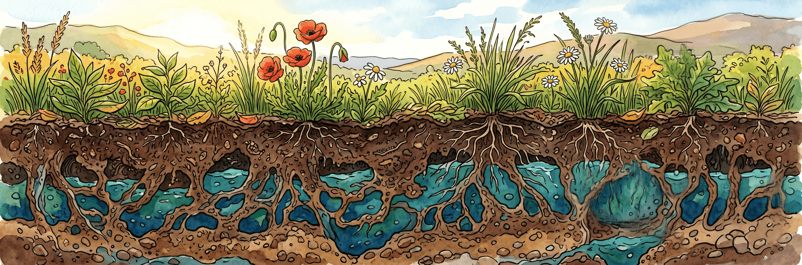 Humusreicher Boden wirkt wie ein Schwamm und speichert Wasser als größter Speicher im Garten