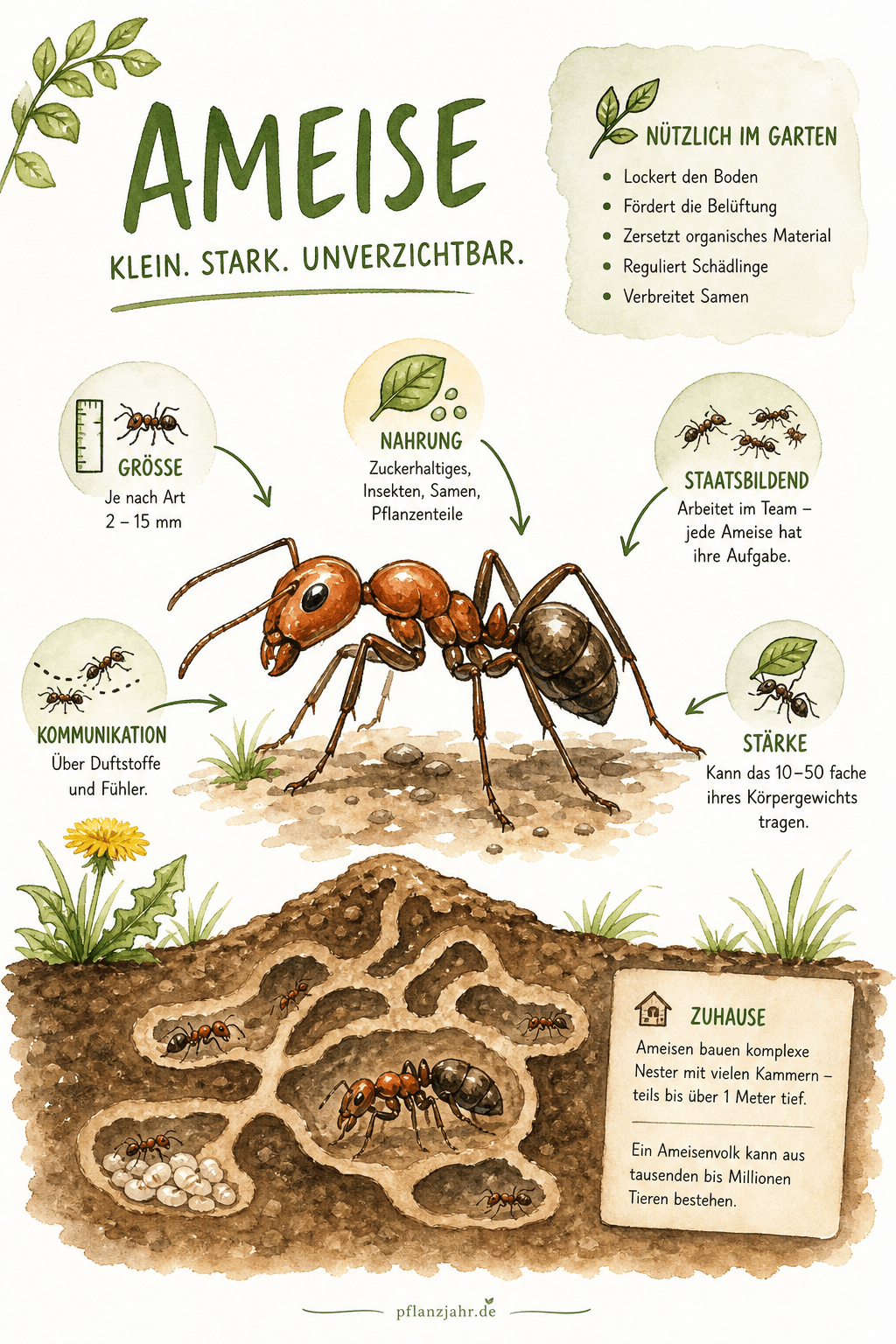 Infografik: Ameise — Bodenbaumeister und Blattlaus-Wächter zugleich