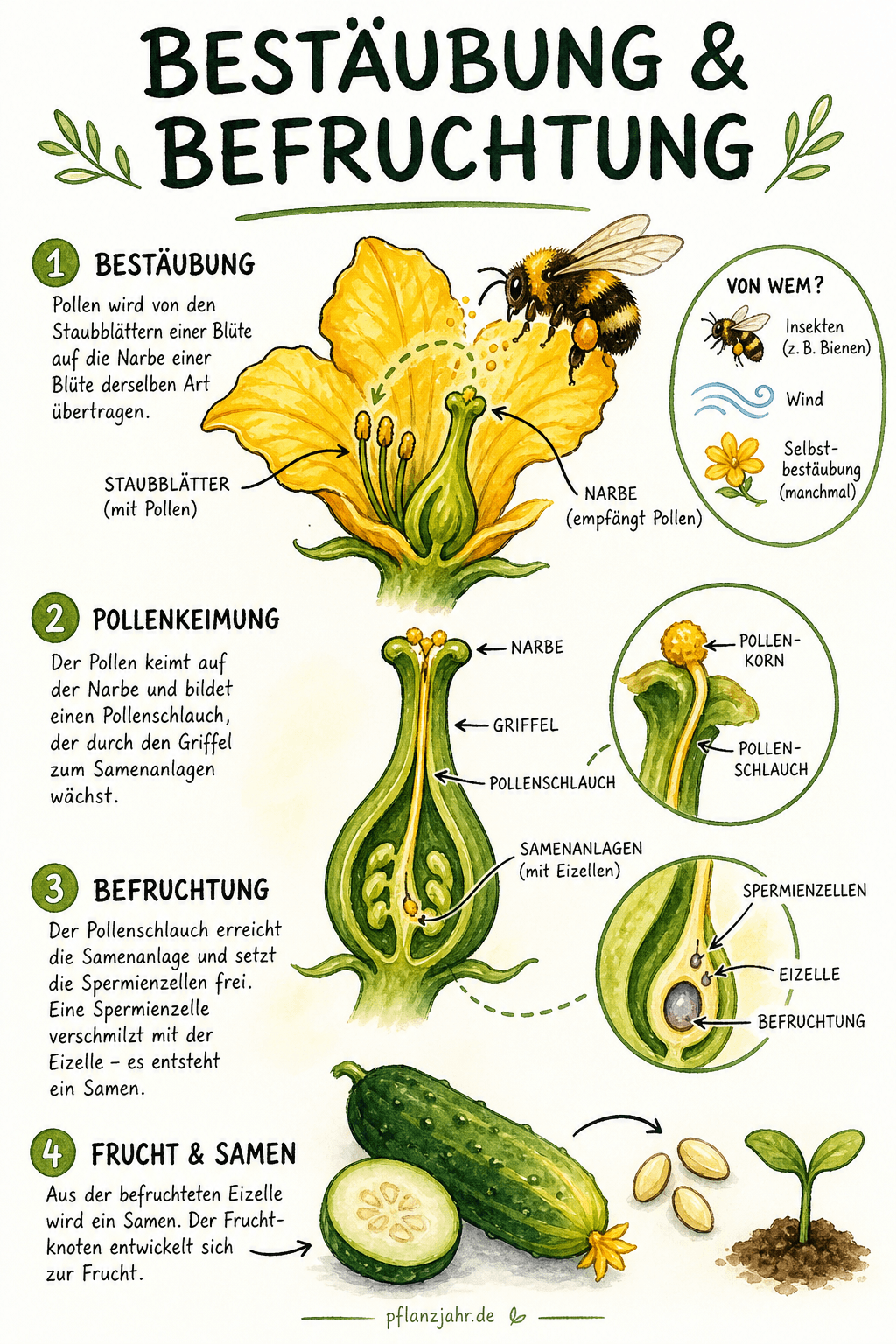 Infografik: Bestäubung & Befruchtung