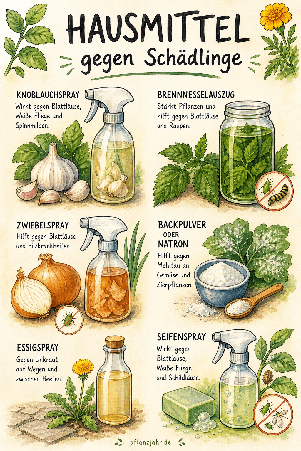 Entscheidungshilfe Hausmittel gegen Schädlinge — Schädling, passendes Mittel, Rezept, Anwendung und Grenze