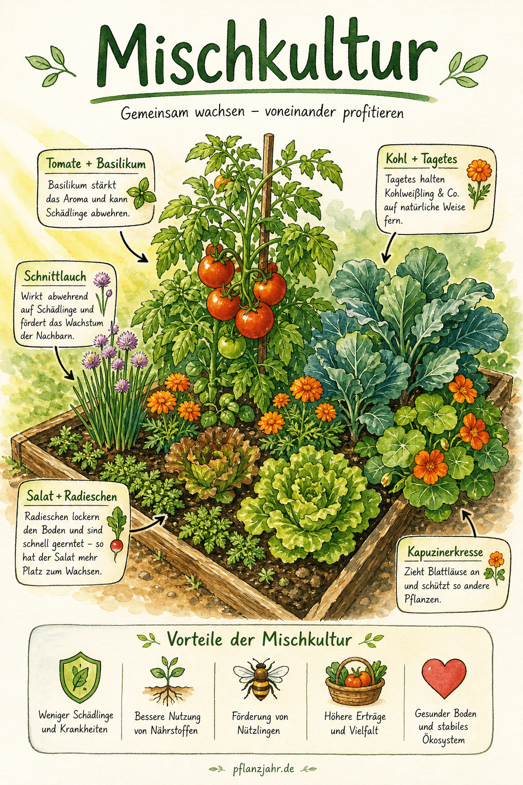 Infografik: Mischkultur (gute & schlechte Nachbarn)