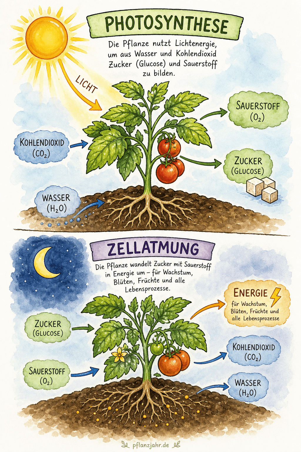 Infografik: Photosynthese (& Zellatmung)