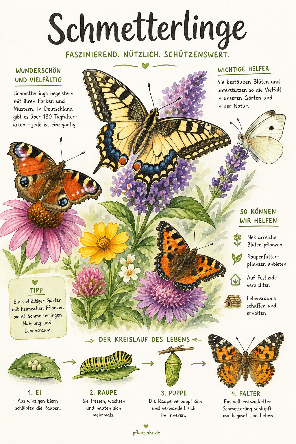 Infografik: Schmetterling — der beschuppte Bestäuber im Garten