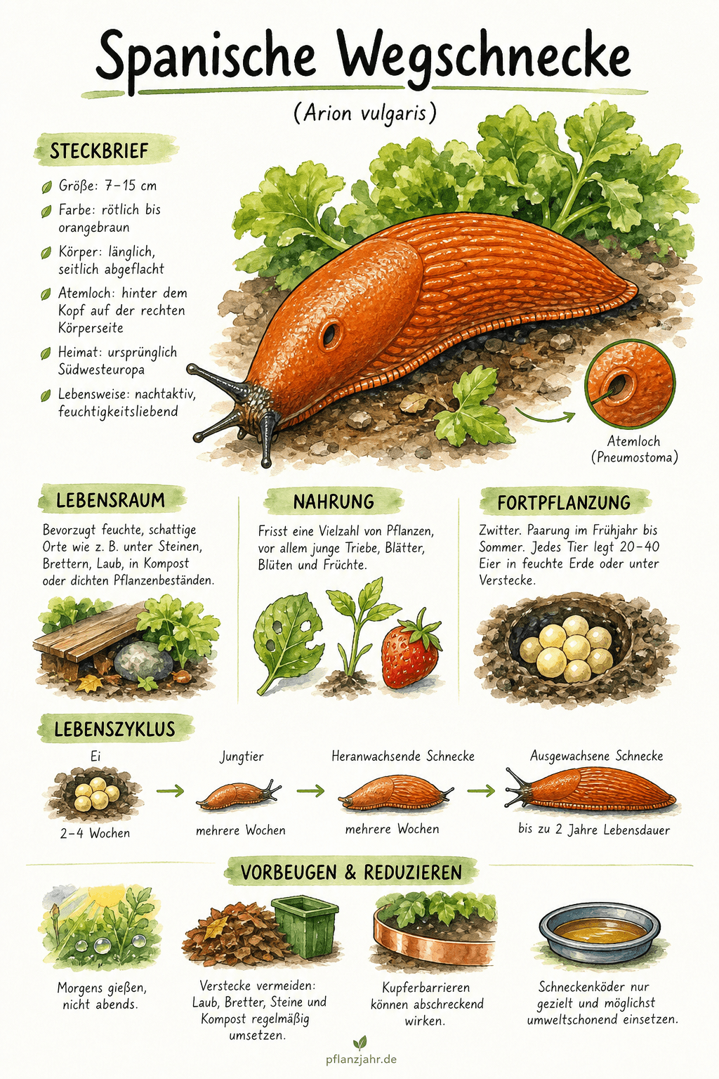 Infografik: Spanische Wegschnecke — der Hauptschädling im Gemüsebeet