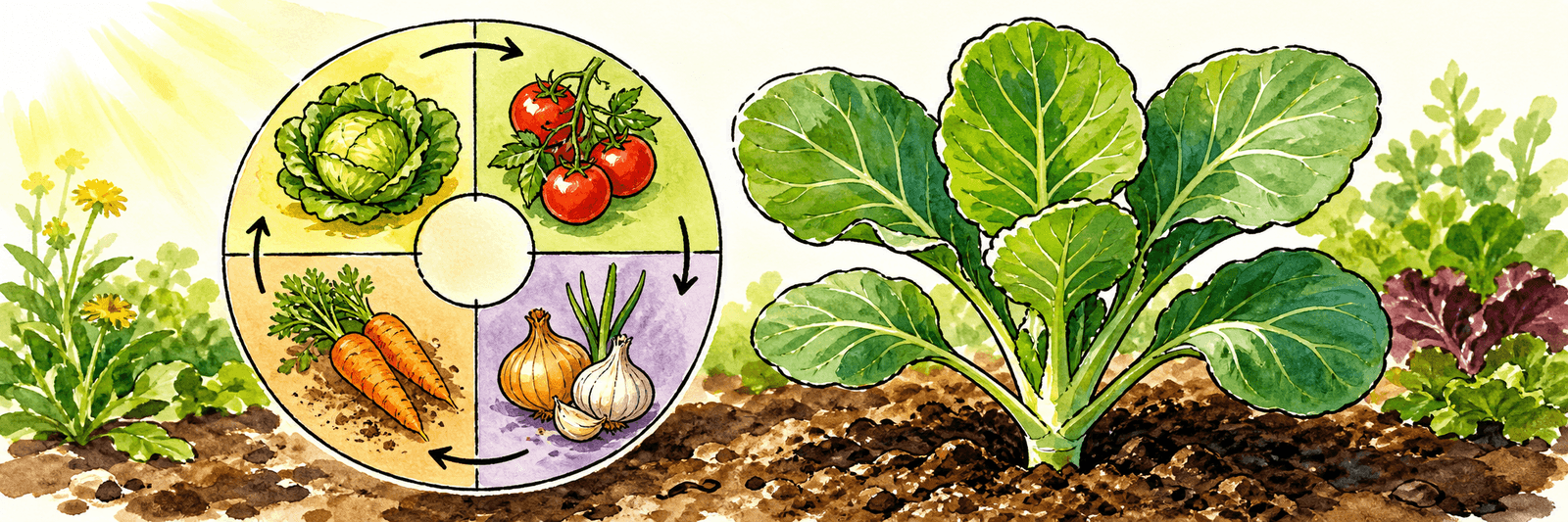 Fruchtfolge-Kreis und eine besonders kräftige, gesunde Kohl-Jungpflanze