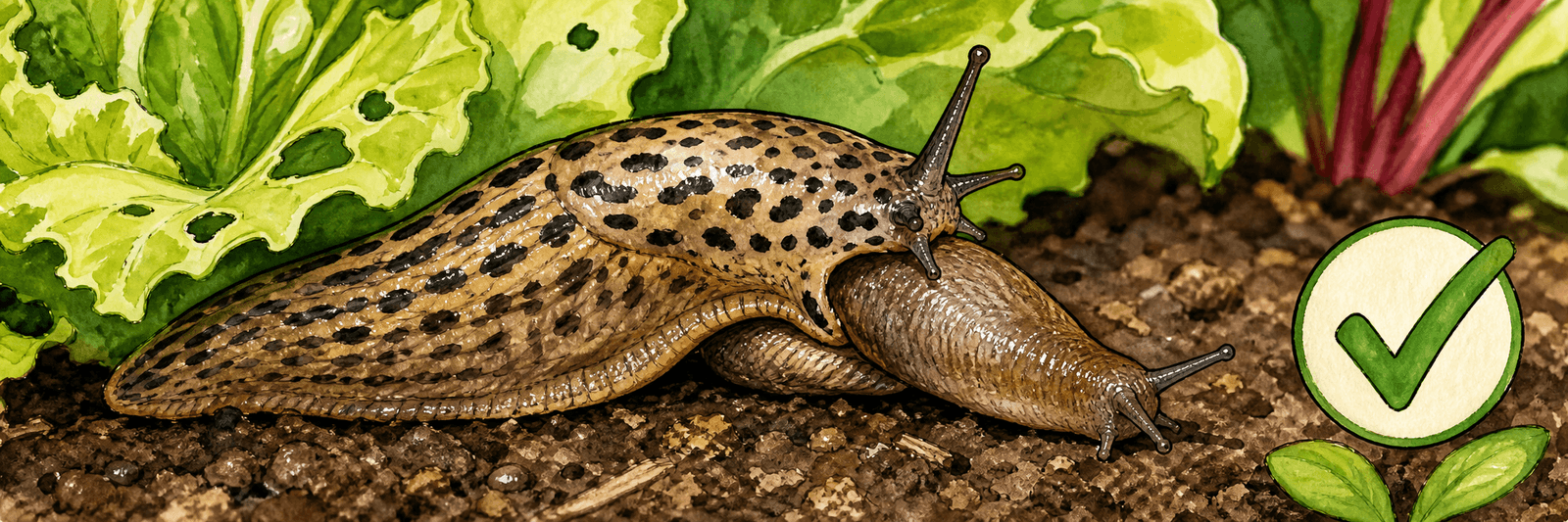 Getigerter Tigerschnegel frisst eine andere Schnecke, als nützlich mit Häkchen markiert