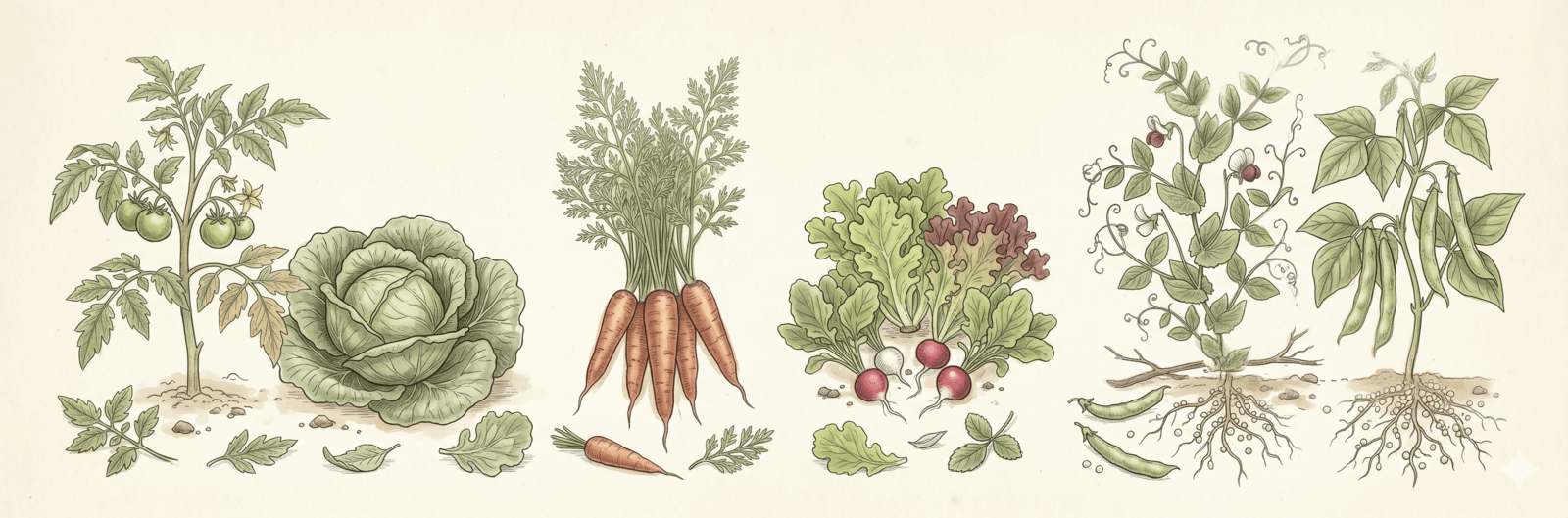 Stark-, Mittel- und Schwachzehrer im Vergleich – Kohl, Tomate, Möhre, Salat und Erbse mit Wurzelknöllchen