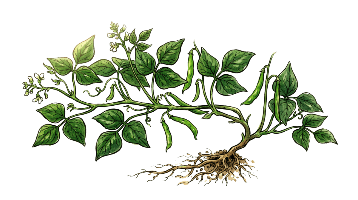 Buschbohnen – Pflanze im Beet