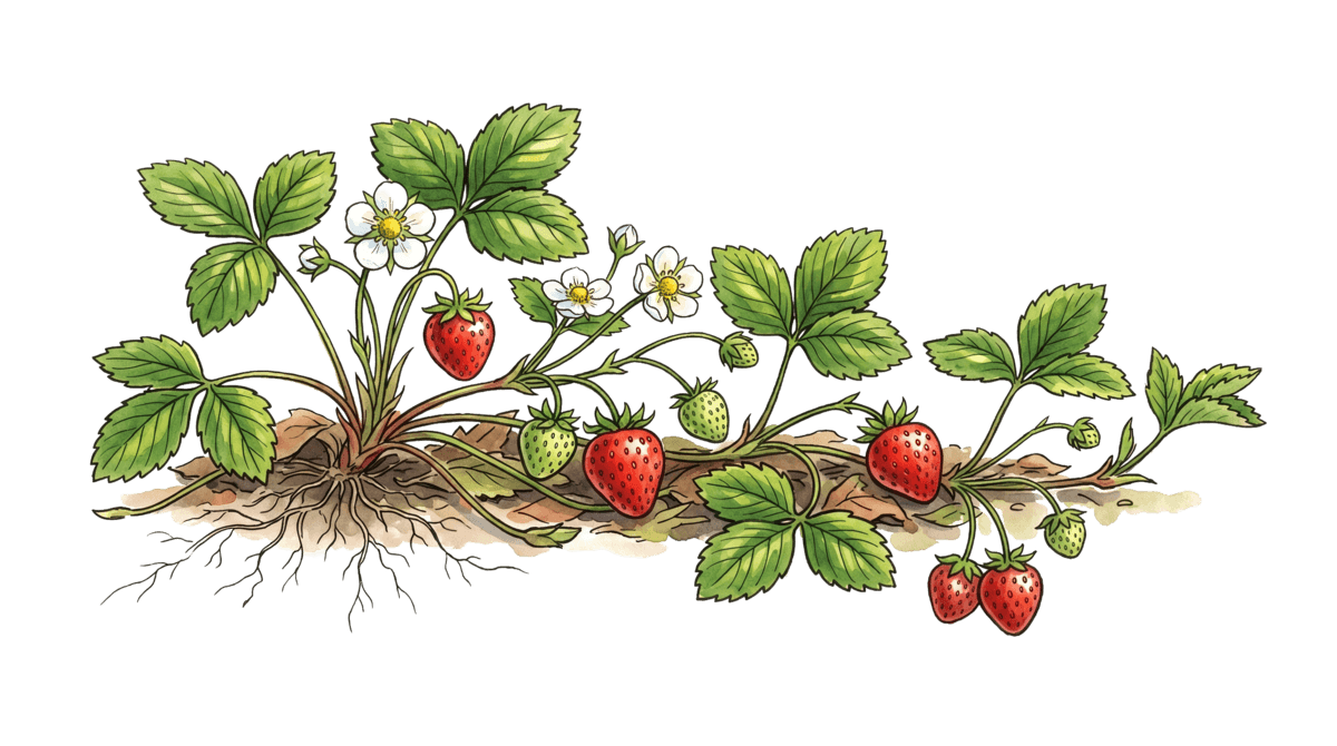 Erdbeeren – Pflanze im Beet