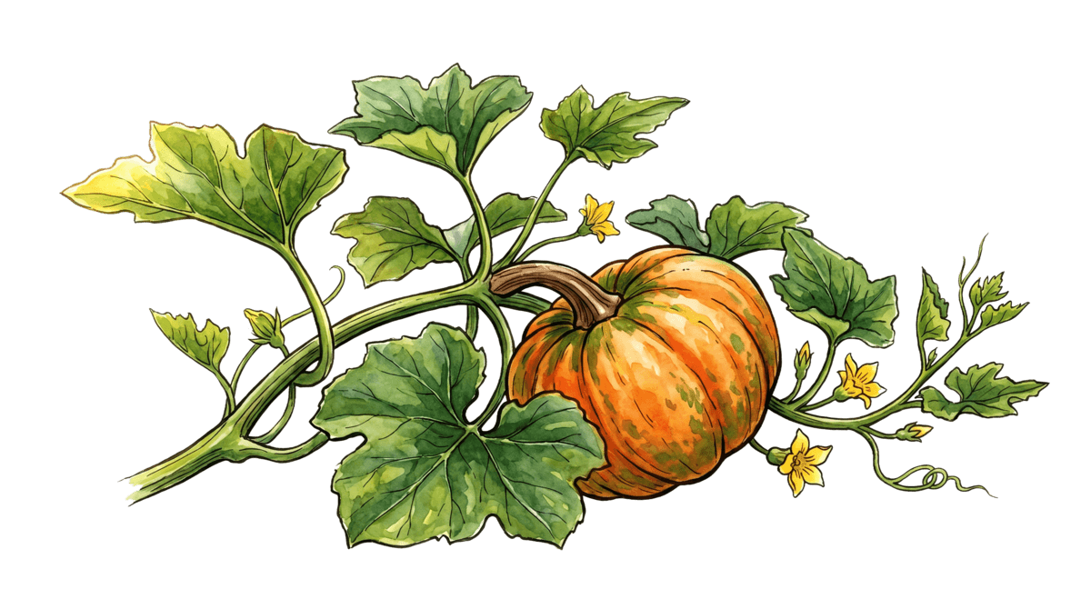 Kürbis – Pflanze im Beet