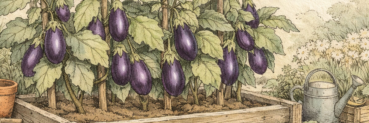 Aubergine – Pflanze im Beet