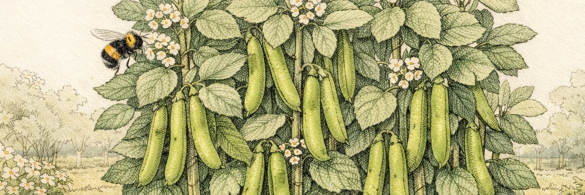 Dicke Bohnen – Pflanze im Beet