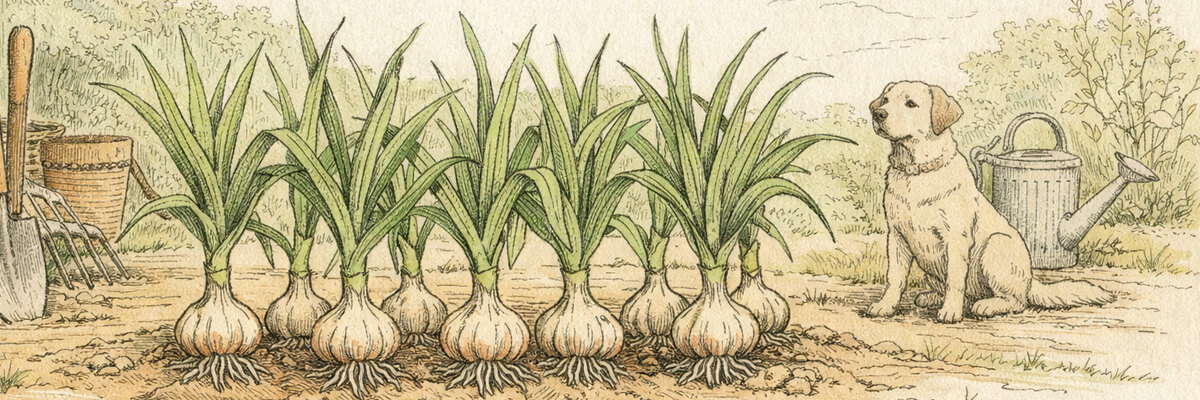 Knoblauch – Pflanze im Beet