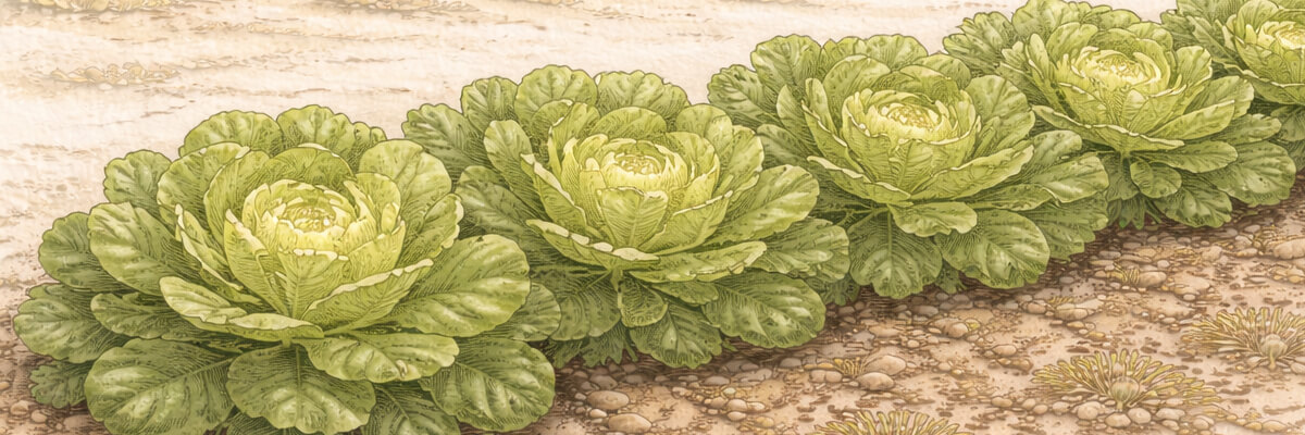 Kopfsalat – Pflanze im Beet