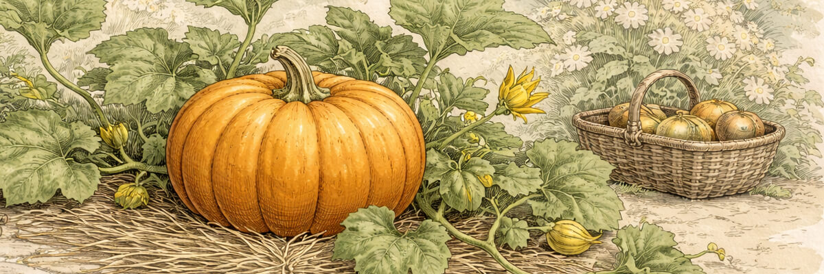 Kürbis – Pflanze im Beet