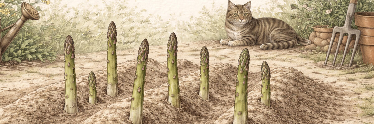 Spargel – Pflanze im Beet