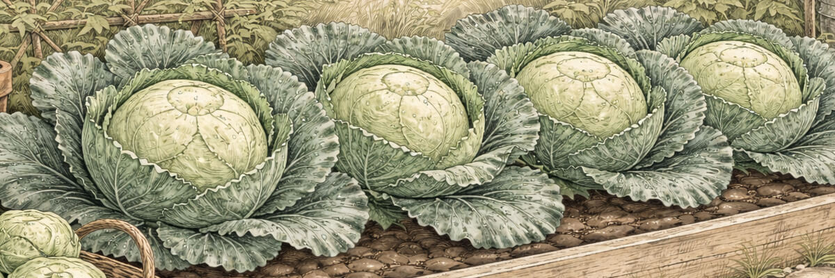 Weißkohl – Pflanze im Beet